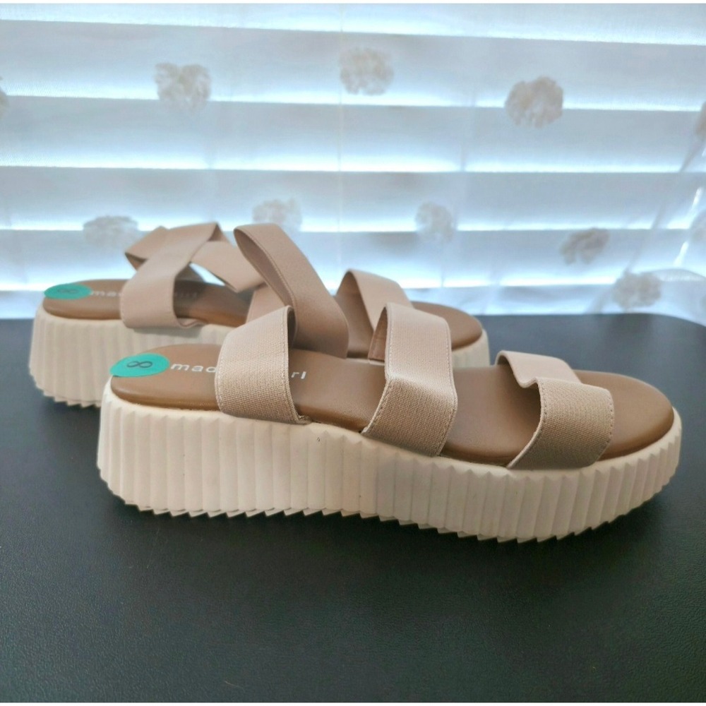 Madden Girl Brando Nude Blush Elastic Multi Strap Flatform Sandals Women 8 - Picture 2 of 9